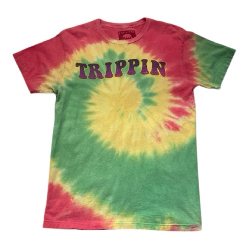 ♥️Ring of Fire♥️ Trippin' Tie-Dye Tee - Red, Yellow & Green, Size (Small)